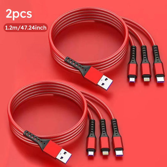 2-Pack 1.2M Super Fast Charging USB Cable - Mfi Certified 3 in 1 with Type-C