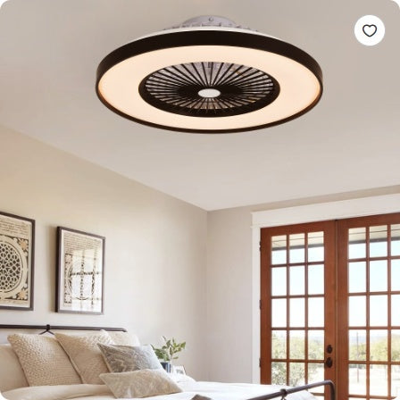 23 Inch Black Ceiling Fan Light With LED RGB